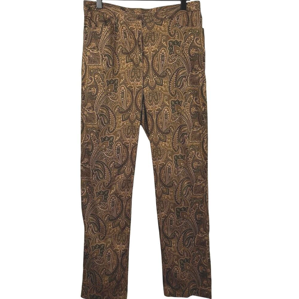 Lauren Ralph Lauren Paisley Cotton Pants Straight Leg Boho Women 10